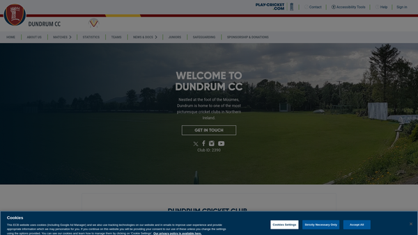 Screenshot of the Dundrum Cricket Club website