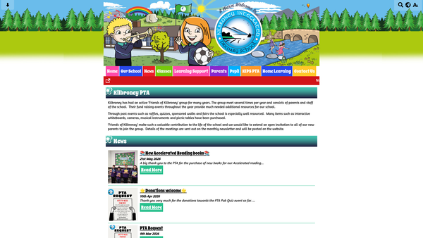 Screenshot of the Kilbroney Integrated Primary School Parent Teacher Association website