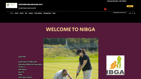 Screenshot of the Northern Ireland Blind Golf website