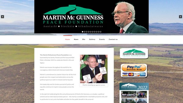 Screenshot of the Martin McGuinness Peace Foundation website