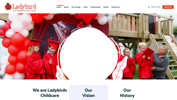 Screenshot of the Ladybirds Children's Services website