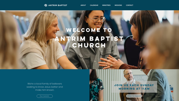 Screenshot of the Antrim Baptist Church website