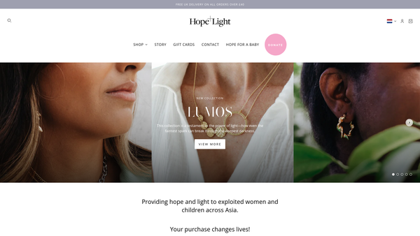 Screenshot of the Providing Hope and Light website