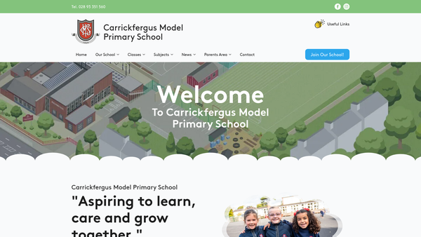 Screenshot of the Carrickfergus Model Primary School Parent Teacher Association website