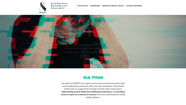 Screenshot of the SPORTS Mental Health NI website