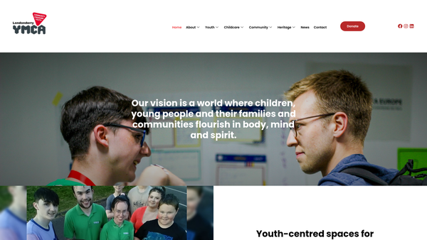 Screenshot of the Londonderry YMCA Ltd website