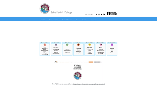Screenshot of the St. Kevin's College PTFA website