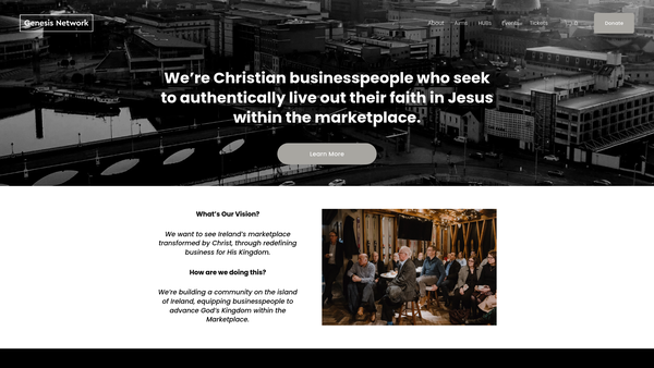 Screenshot of the Genesis Network website