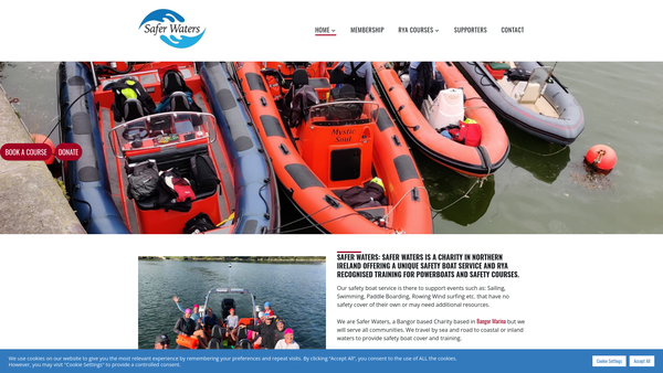 Screenshot of the Safer Waters website