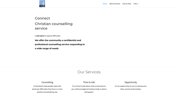 Screenshot of the Connect Christian Counselling Service website