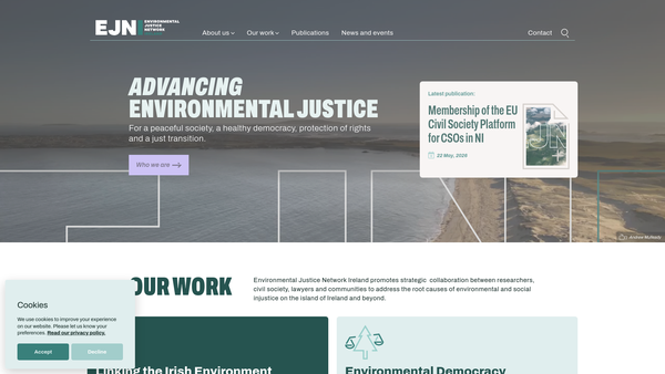 Screenshot of the Environmental Justice Network Ireland website