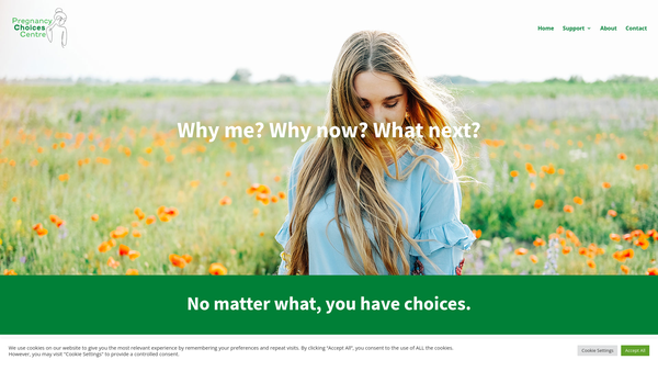 Screenshot of the Pregnancy Choices Centre website