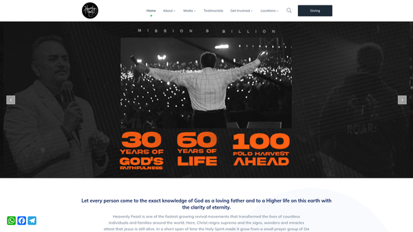 Screenshot of the Heavenly Feast Global Outreach Northern Ireland website