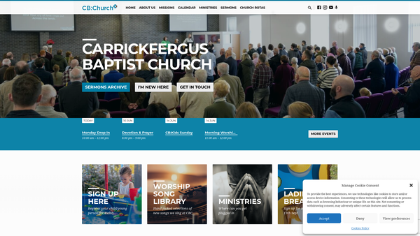 Screenshot of the Carrickfergus Baptist Church website