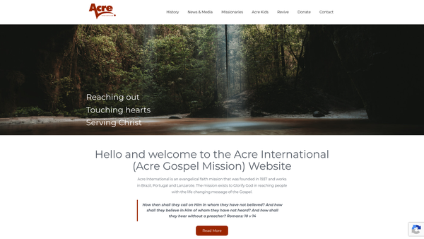Screenshot of the Acre Gospel Mission website