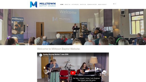 Screenshot of the Milltown Baptist Church website