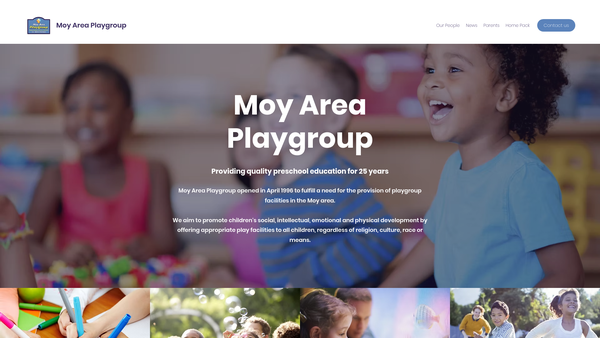Screenshot of the Moy Area Playgroup website