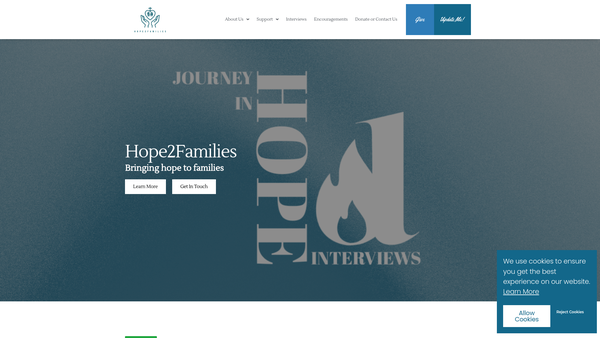 Screenshot of the Hope2Families website