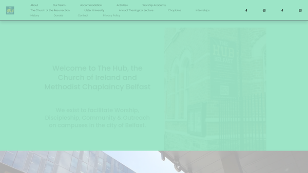 Screenshot of the Church Of Ireland And Methodist Chaplaincy Belfast website
