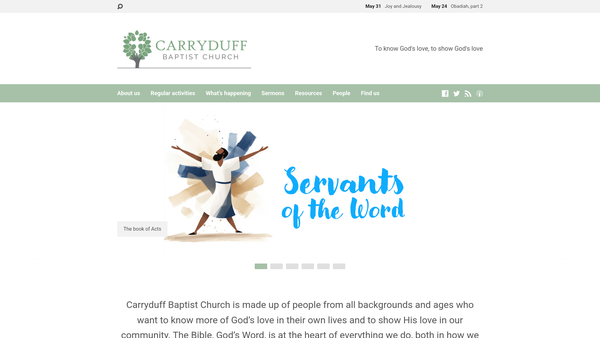 Screenshot of the Carryduff Baptist Church website