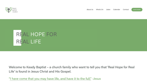 Screenshot of the Keady Baptist Church website