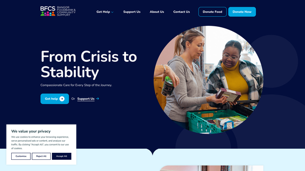Screenshot of the Bangor Foodhub and Community Support Ltd website