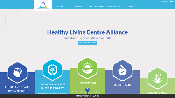 Screenshot of the Healthy Living Centres Alliance Ltd website