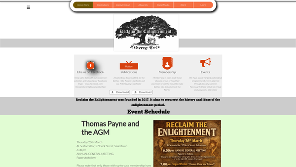 Screenshot of the Reclaim the Enlightenment website