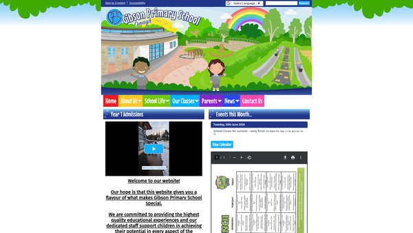 Screenshot of the Gibson Primary School Parent Teacher Association website