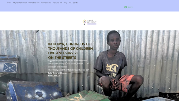 Screenshot of the Shine His Light - Street-Family Organisation website