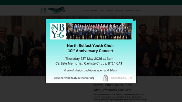 Screenshot of the North Belfast Youth Choir website