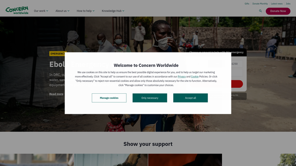 Screenshot of the Concern Worldwide (Northern Ireland) website
