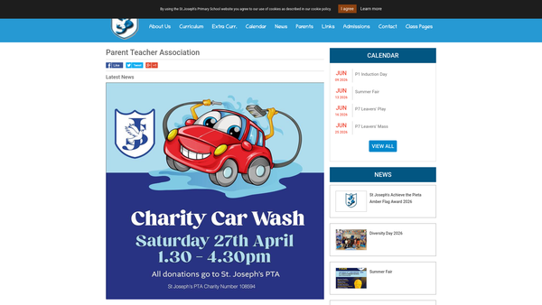 Screenshot of the St Joseph's Primary School (Holland Drive) PTA website