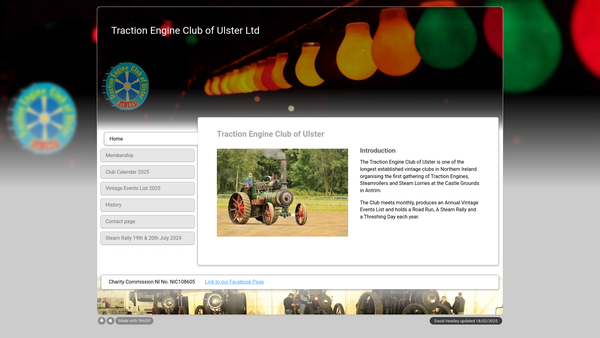 Screenshot of the Traction Engine Club of Ulster Limited website