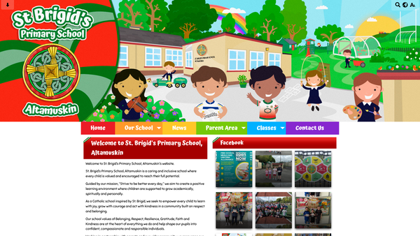 Screenshot of the St Brigid's Primary Scool, Altamuskin PTA website