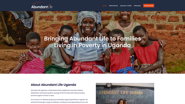 Screenshot of the Abundant Life Uganda website