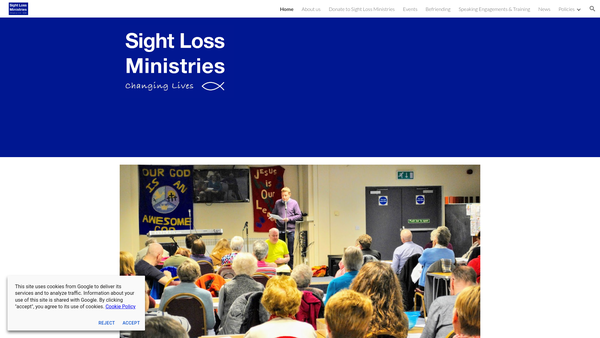 Screenshot of the Sight Loss Ministries Limited website