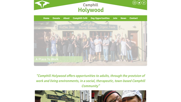 Screenshot of the Camphill Community Holywood website
