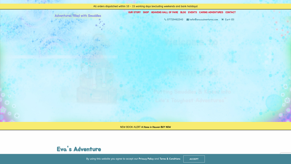 Screenshot of the Caring Adventures website