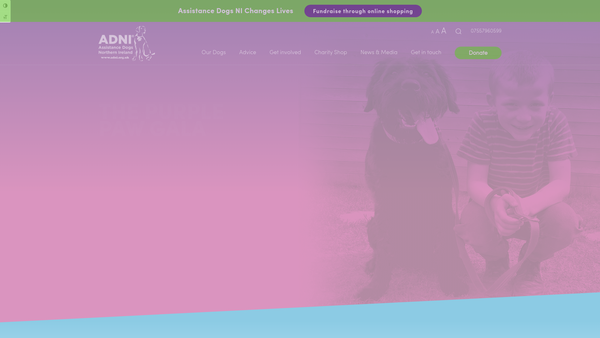 Screenshot of the Assistance Dogs (ADNI) website