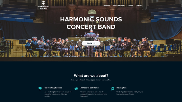 Screenshot of the Harmonic Sounds Concert Band website