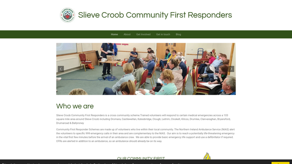Screenshot of the Slieve Croob Community First Responders website