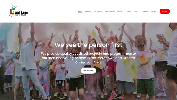 Screenshot of the Goal Line Youth Trust website