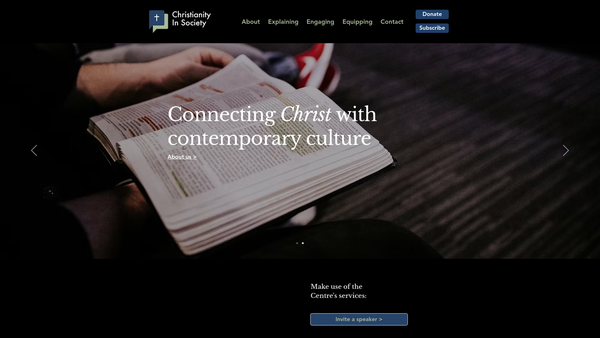Screenshot of the Centre For Christianity In Society website