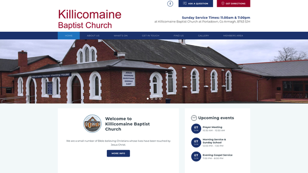 Screenshot of the Killicomaine Baptist Church website