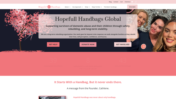 Screenshot of the Hopefull Handbags Northern Ireland website