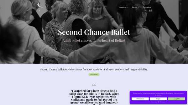 Screenshot of the Second Chance Ballet Ltd website