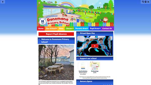 Screenshot of the Donemana Primary School Family and Friends Association website