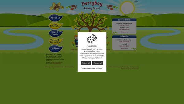 Screenshot of the Derryboy Primary School Parent Teacher Association website