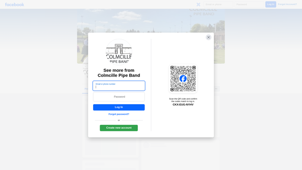 Screenshot of the Colmcille Pipe Band website